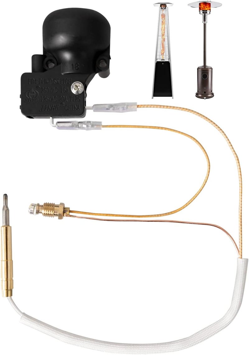ranwin Thermocouple & Tilt Switch for Patio Heater, Thermocouple and Dump Switch Repair Kit for Propane, Glass Tube, Gas Heater, Thermocouples Replacement for Tower Heaters, 1 Pack - Image 1